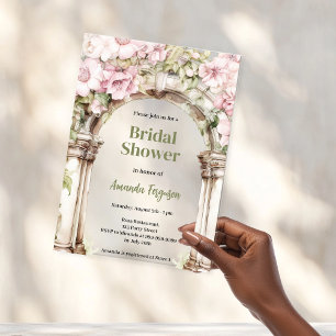 Invitations En Acrylique Fleur rose arche Fête des mariées beige clair