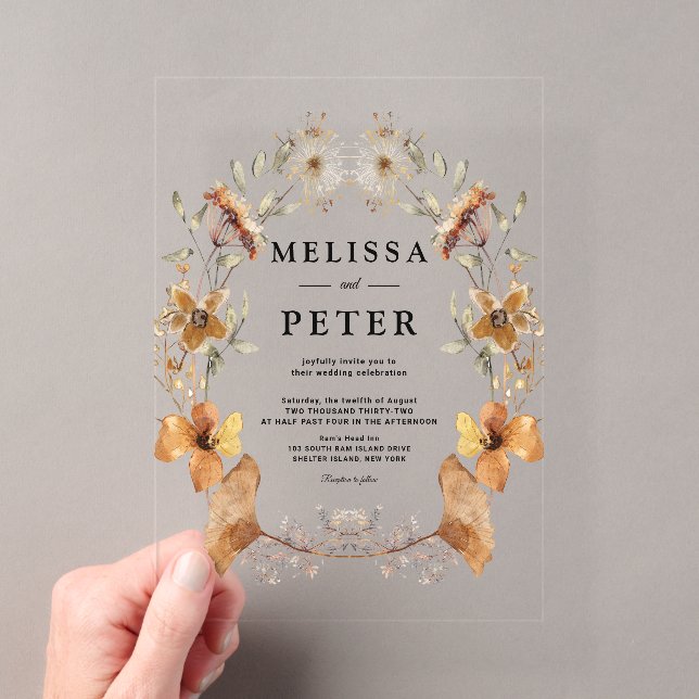 Invitations En Acrylique Fleur sauvage Automne Floral Arch Mariage (In situ (ordinateur de poche))