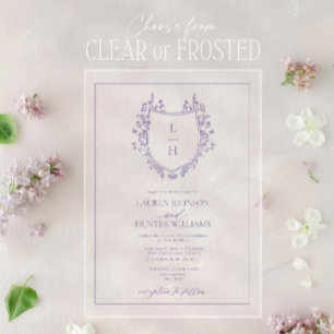 Invitations En Acrylique Fleur sauvage classique Monogram Crest Mariage
