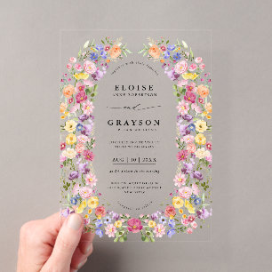 Invitations En Acrylique Fleur sauvage de printemps coloré Meadow Garden Ma