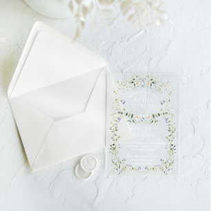 Invitations En Acrylique Fleur sauvage Rustic Boho Floral Mariage