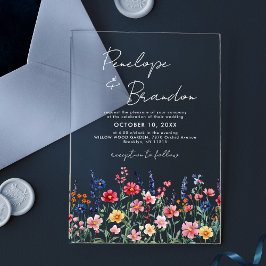 Invitations En Acrylique Fleur sauvage Rustique Pays Boho Floral Chic Maria