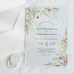 Invitations En Acrylique Fleur sauvage simple Fern Mariage