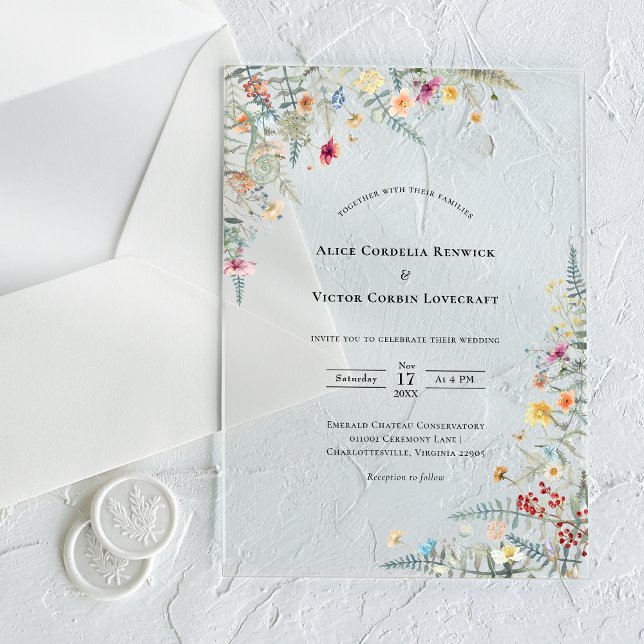 Invitations En Acrylique Fleur sauvage simple Fern Mariage (Créateur téléchargé)