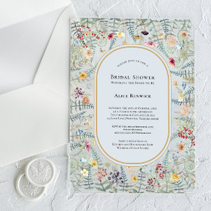 Invitations En Acrylique Fleur sauvage vintage Fern Dusty Fête des mariées 