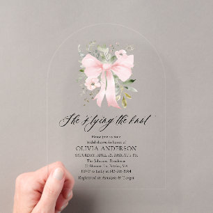 Invitations En Acrylique Fleurs à ruban rose Elle noue la mariée Fête de ma