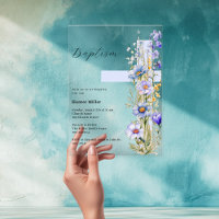 Fleurs bleues croix garçon clair Baptême