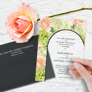 Invitations En Acrylique Fleurs chic Brown Mariage d'arc