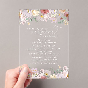 Invitations En Acrylique Fleurs colorées, Fleurs sauvages, Boho, Baby showe
