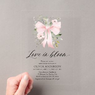 Invitations En Acrylique Fleurs d'amour roses modernes en fleurs pour la do
