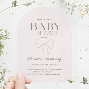 Invitations En Acrylique Fleurs de rose poudrée aquarelle pour Baby Shower