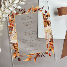 Invitations En Acrylique Fleurs de rouille en terre cuite Boho Mariage de f