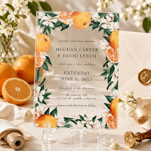 Invitations En Acrylique Fleurs d'Oranger Botanique Citrus Mariage