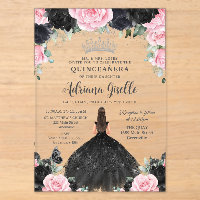 Fleurs florales roses noires Roses Robe Quinceaner