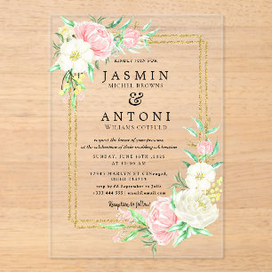 Invitations En Acrylique Fleurs Mariage de feuillage de chute