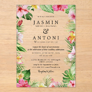 Invitations En Acrylique Fleurs Mariage de feuillage de chute