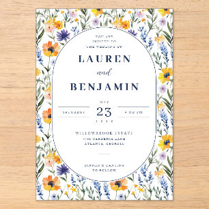 Invitations En Acrylique Fleurs pastel joyeuses