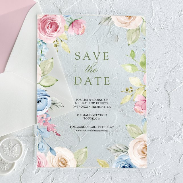 Invitations En Acrylique Fleurs printanières douces pour mariage, carte "sa (Créateur téléchargé)