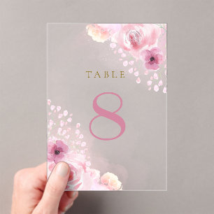 Invitations En Acrylique fleurs roses Nombre de tableaux