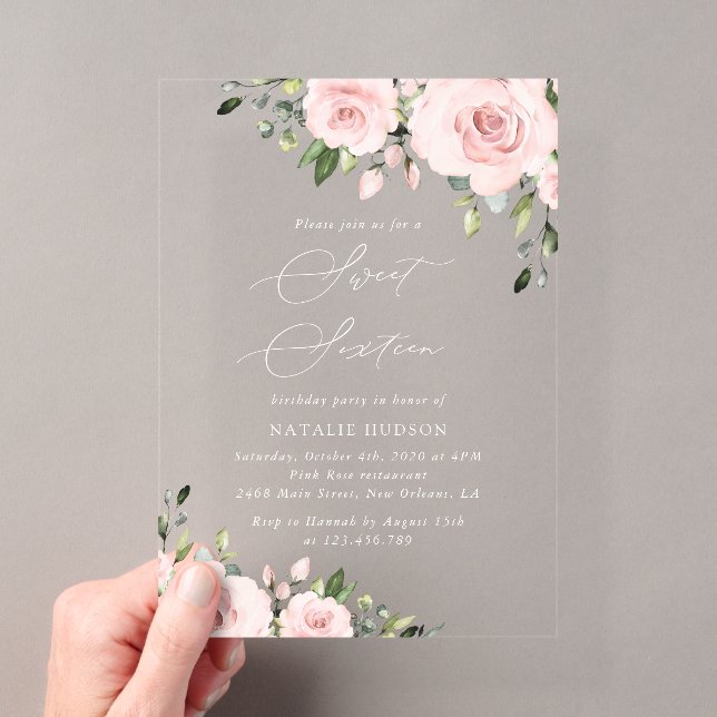 Invitations En Acrylique Fleurs Rouges, Fleurs Roses, Verdure, Doux 16 (In situ (ordinateur de poche))
