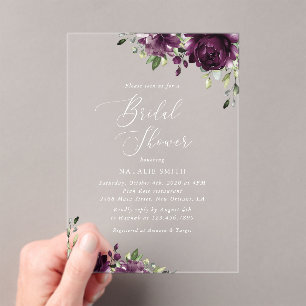 Invitations En Acrylique Fleurs violettes, Fleurs de prunes, Boho, Fête des