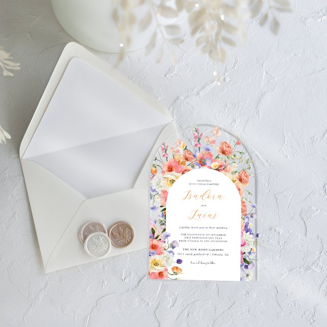 Invitations En Acrylique Flirt Floral Meadow | Mariage d'été (Créateur téléchargé)