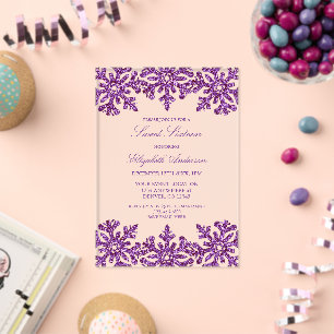 Invitations En Acrylique Flocon de neige violet Sweet hiver 16