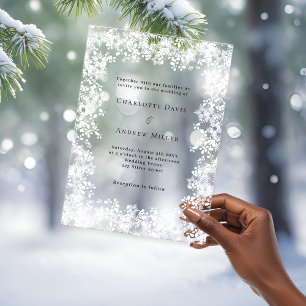 Invitations En Acrylique Flocons de neige hiver clair mariage