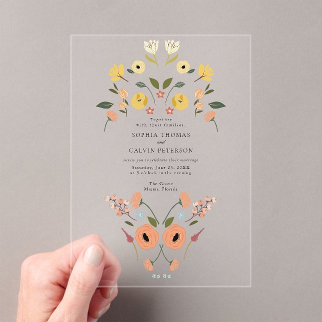 Invitations En Acrylique Floral Boho Fleur sauvage Mariage (In situ (ordinateur de poche))