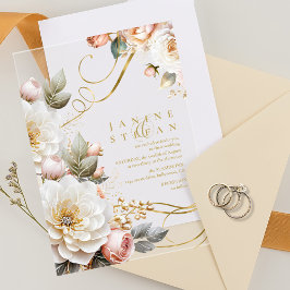 Invitations En Acrylique Floral Drama Mariage Transparent ID1022