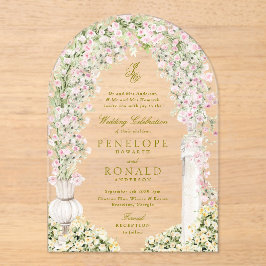 Invitations En Acrylique floral garden arch monogram wedding
