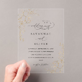 Invitations En Acrylique Floral Linal Blanc & Noir Mariage