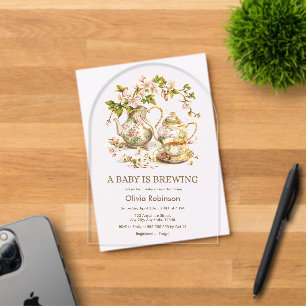 Invitations En Acrylique Floral Un bébé brasse du Baby shower
