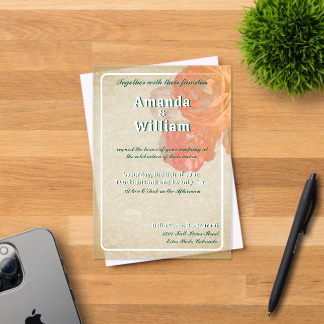 Invitations En Acrylique Flourdissant intemporel romantique exquis mariage (Insitu (Carte d'invitation))
