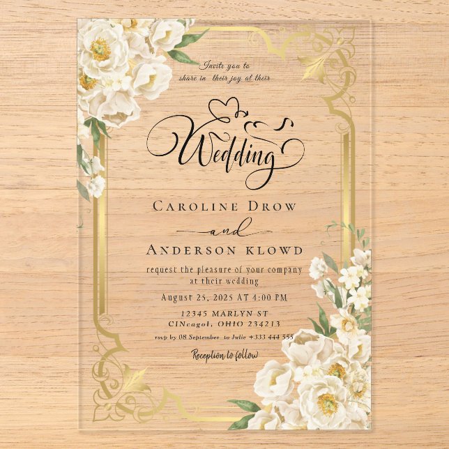Invitations En Acrylique Flower passage for newlyweds (Recto)