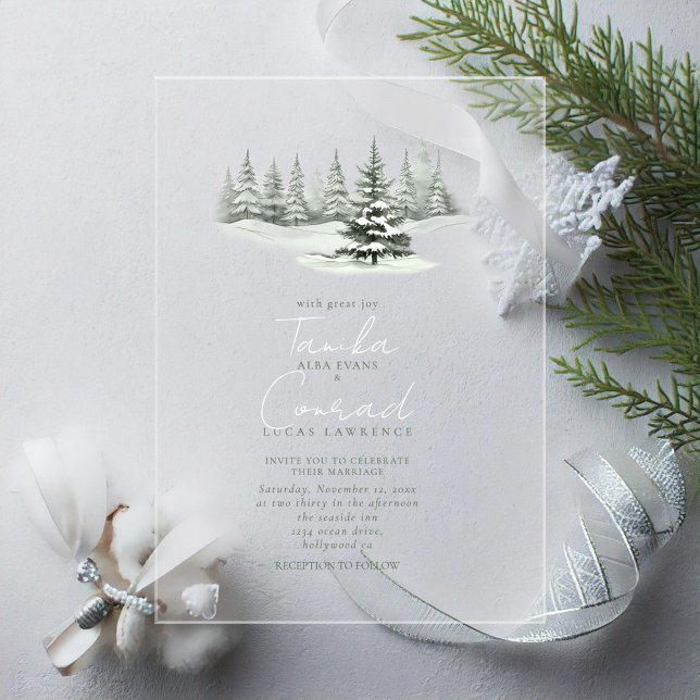 Invitations En Acrylique Forêt de mariage rustique d'hiver ID1049 (Créateur téléchargé)
