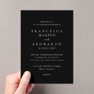 Invitations En Acrylique Francesca Mariage classique noir