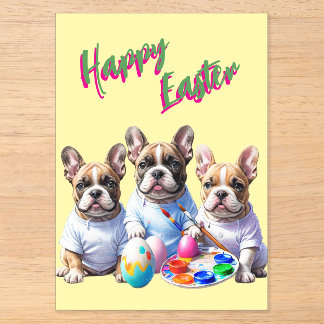 Invitations En Acrylique Französische Bulldogge Happy Easter French Bulldog