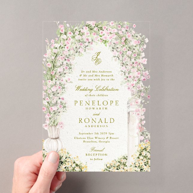 Invitations En Acrylique french romantic garden arch monogram royal wedding (In situ (ordinateur de poche))