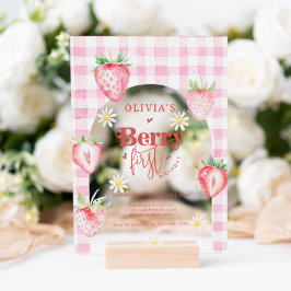 Invitations En Acrylique Fruit de fraise mignonne Fruit de marguerite Berry
