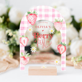 Invitations En Acrylique Fruit fraise Daisy Berry Premier anniversaire Arch