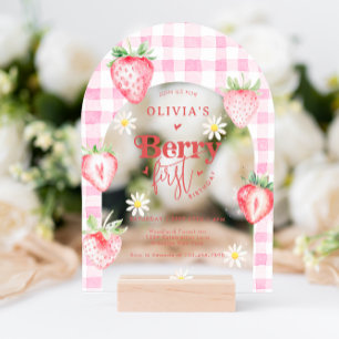 Invitations En Acrylique Fruit fraise Daisy Berry Premier anniversaire Arch
