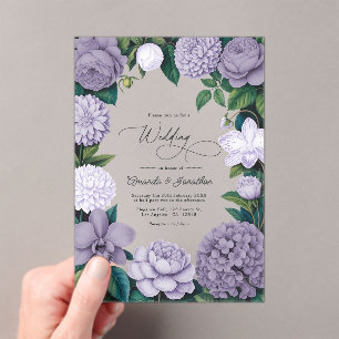 Invitations En Acrylique Fumée de Lavande, Cendre de Lilas et Mariage à la 