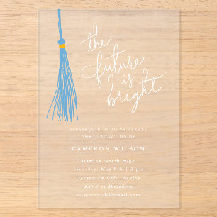 Invitations En Acrylique Futur Bright Light Blue Tassel Graduation Party