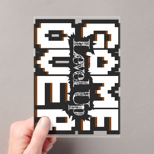 Invitations En Acrylique Game Over, Level Up : Monde de jeu rétro pixelisé