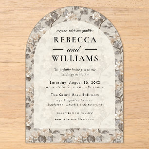 Invitations En Acrylique Gardenias Intemporels pour un Mariage Élégant