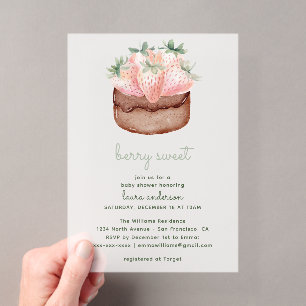 Invitations En Acrylique Gâteau aux fraises sucré Baby Shower