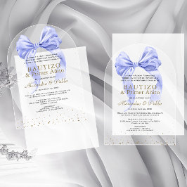 Invitations En Acrylique Gemelos Hijos Primer Bleu Bow Añito Bautizo