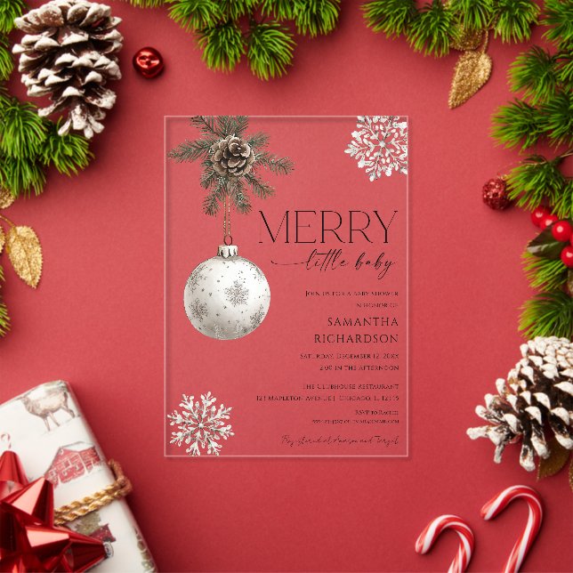Invitations En Acrylique Gender neutral simple rustic winter baby shower (Insitu (vacances))