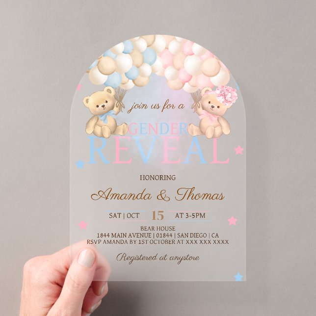 Invitations En Acrylique Genre Révéler L'Ours Thème (In situ (ordinateur de poche))
